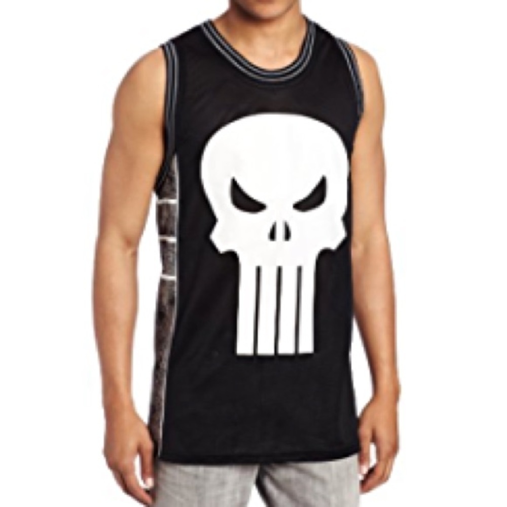 Marvel Punisher Castle Jersey Tank Top Skull Spiderweb Panels XXL 50/52